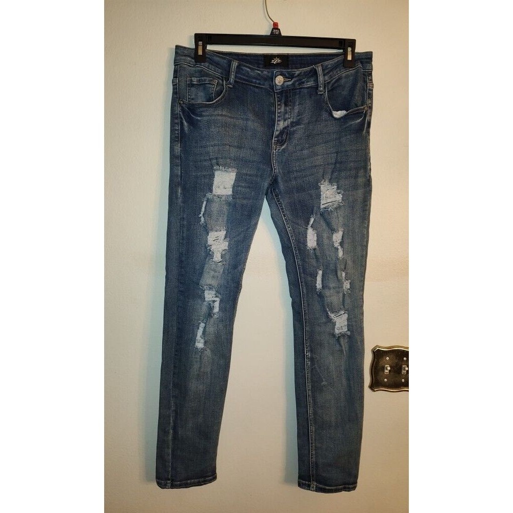 Men's ZIZ Denim Distressed Blue Jeans Size 34W